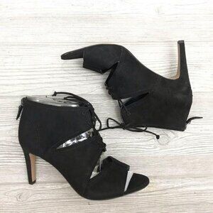 NIB Franco sarto Shawnee black 7.5 tie heel shoes corset front